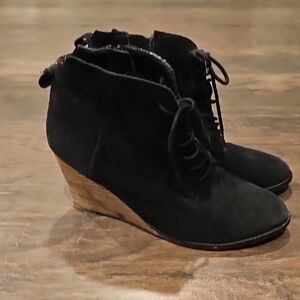 Diba Black Suede Wedge Booties